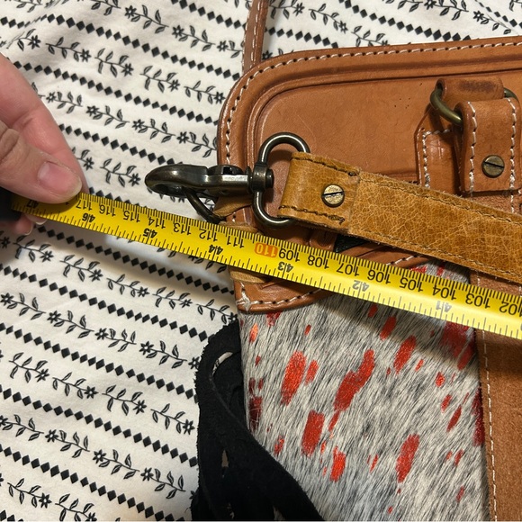 Tooled Leather, Hair on Hide & Fringe Western Purse - Picture 6 of 9